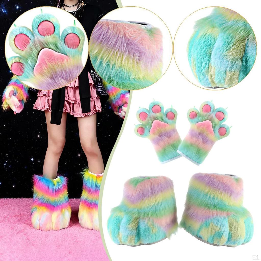 Cosplay Claw Gloves with Fursuit Feet Costume Accessory for Birthday
