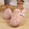 Fashion Flat Cotton Mopping Women's Fashion Round Toe Multicolor Metal Buckle Soft Sole Non-Slip Wrapped Toe Shoes