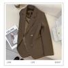 Women S Loose Fit Casual Brown Blazer For Spring Autumn Slimming Elegant Small Size
