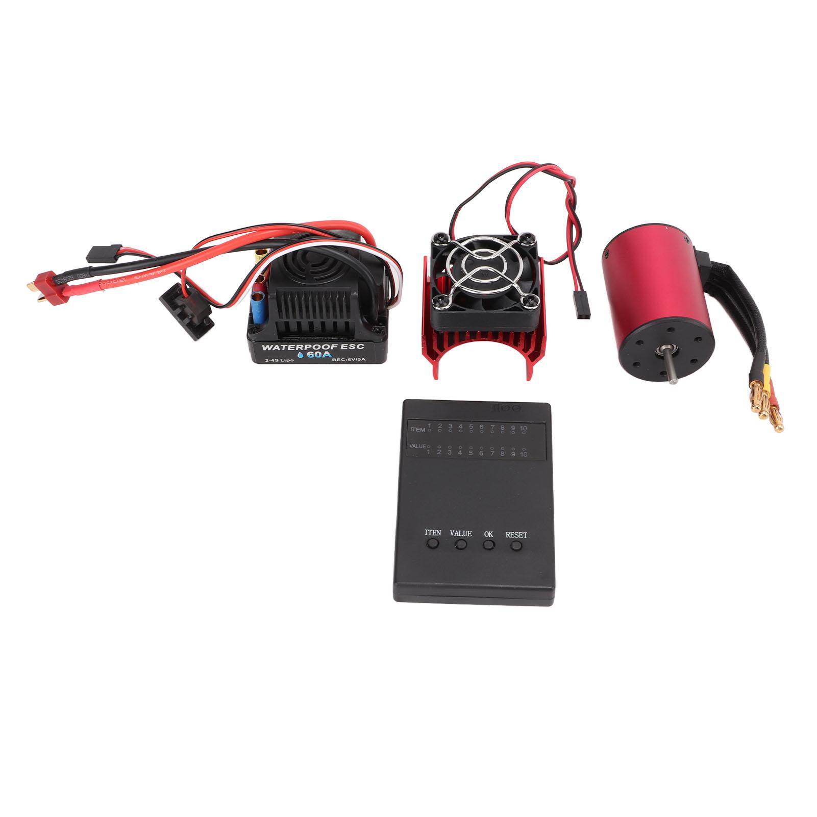 

Waterproof RC S3650 5200KV Brushless Motor Set with 60A Brushless ESC Programming Card and Heat