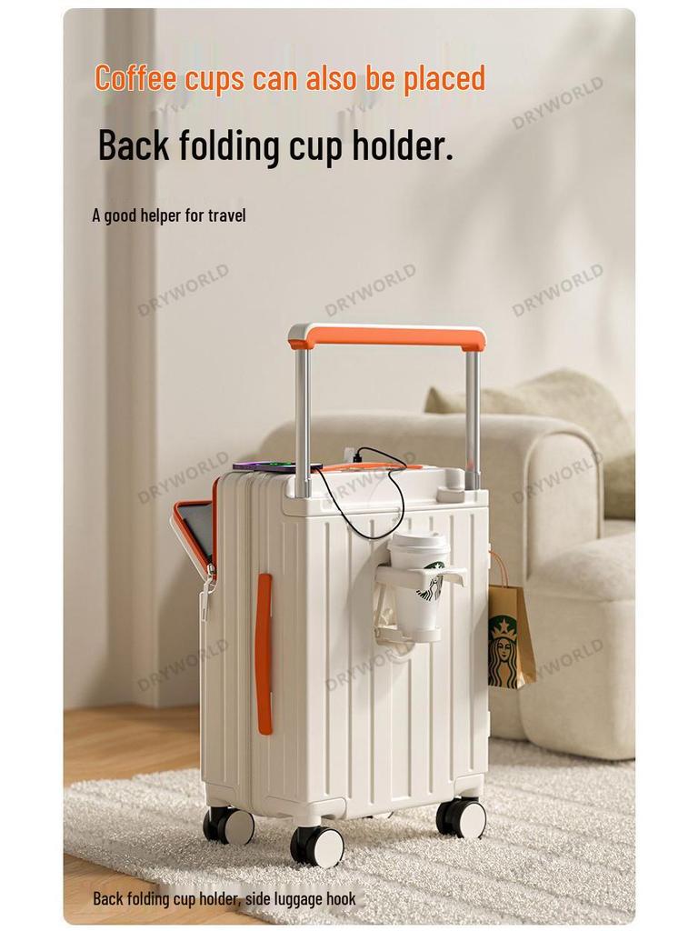 Front-Opening Wide Handle Multifunctional Student Travel Trolley with Universal Wheels