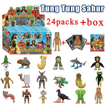 Italian Brainrot Tung Sahur Figure Toy Tralalero Tralala Figures Bombardino Crocodilo Shimpanzini Bananini Model Decor Doll Gift