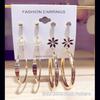 6 Pair Fashionable Alloy Circle Earrings Women'S Stud Earrings Attractive Multi-Element Jewelry Set Elegant Ear Jewelry