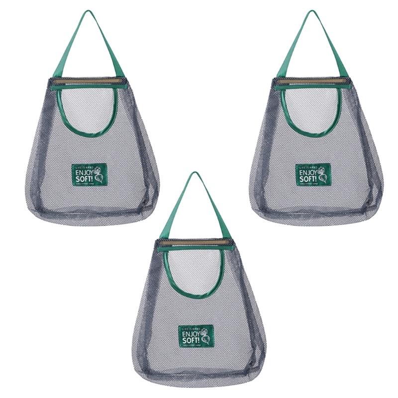 

Space Saving Hanging Mesh Food Organizers With Treatments for Freshing Produce Storage Home Kitchen Use large