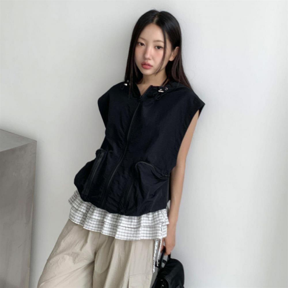 New Arrivals Open Run Women Hooded String Big Pocket Jumper