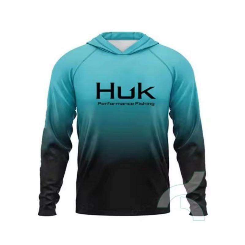 HUK Hooded Fishing Suit UPF50 + Long-sleeved Breathable Sunscreen Quick-drying T-shirt Shirt S