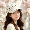 Polka dot retro beret summer versatile trendy fashion sunshade painter hat showing face small soft top cap women's model