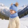 Strickmützen-Set für Kinder mit Ohrenschützern und Schal für den Winter, für Wärme im Freien, Kinderzubehör