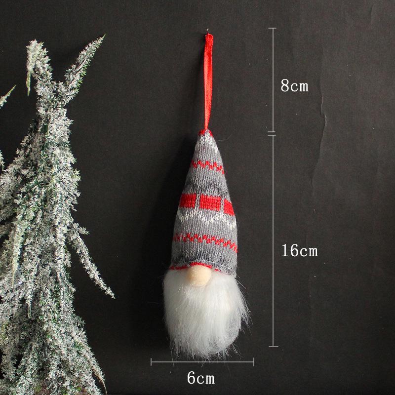 

Вязаный шерстяной рождественский гном-подвеска - маленькая безликая кукла для украшения елки