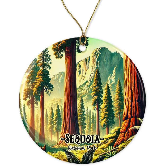 Sequoia Keepsake - National Park Ornament - Sierra Nevada Ceramic Ornament - Sequoia Travel Ornament - Memorable Ornament Printed on Both Sides Printed on Both Sides