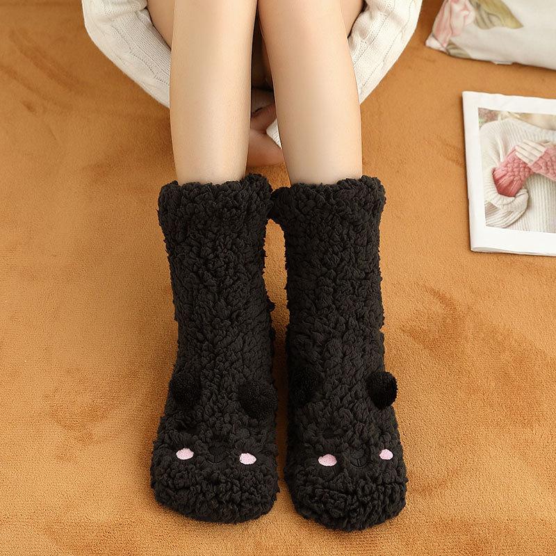 New Thickened Winter Fuzzy Socks Women Warm Home Slipper Solid Color Socks Girl Cute Female Funny Sleep Socks Christmas Gifts