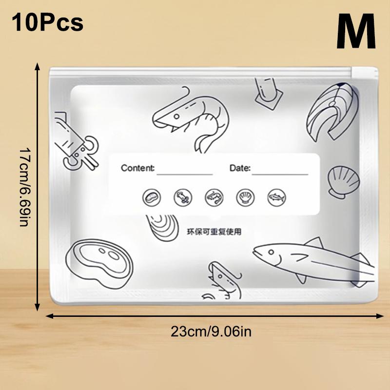 10Pcs Aluminum Foil Fresh-Keeping Sealed Bag Leakproof Food Grade Refrigerator Freezer Safe Kitchen Slide Fastener Fresh Bag