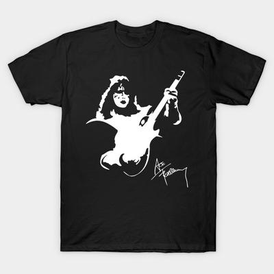Men Black Print T-shirt Super Large TShirt Ace Frehley 1 No-Cut Transfer Paper Print Cotton Tshirt