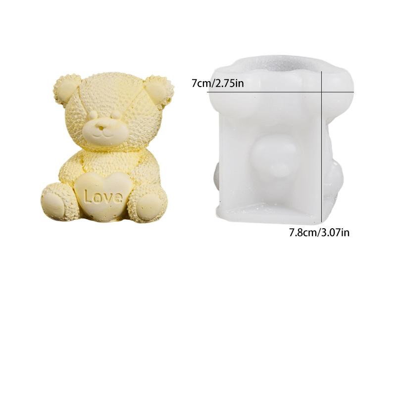 Plüschtexturform Herz Teddybär Kerzenform Bärenkerzenform Flexibel Für DIY-Bastelarbeiten Kerzenherstellung Gipsbasteln