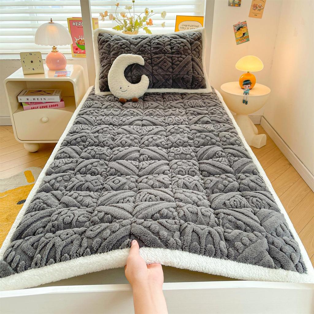 Winter Verdickte Taft Samt Matratzenauflage - Weiche Milch Samt Bettwäsche für Wohnheim, Einzel- oder Doppelbett