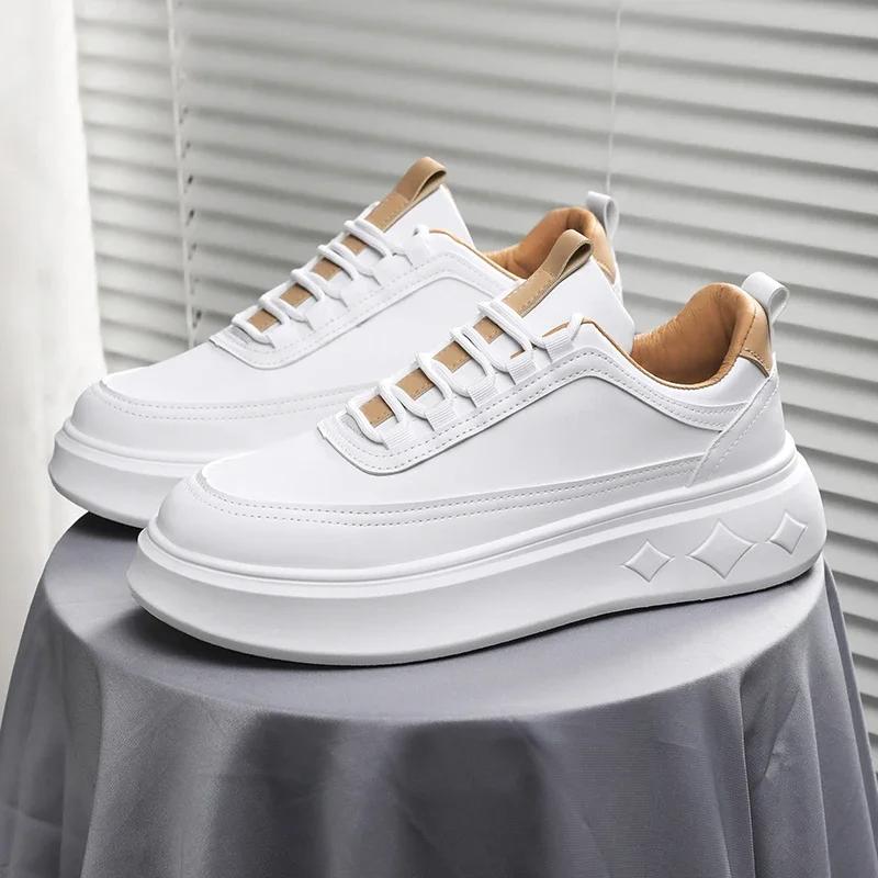 White Men Skateboarding Shoes Outdoor Running Sneakers Platform Casual Shoes Breathable Mens Sports Shoes Light Walking Shoes