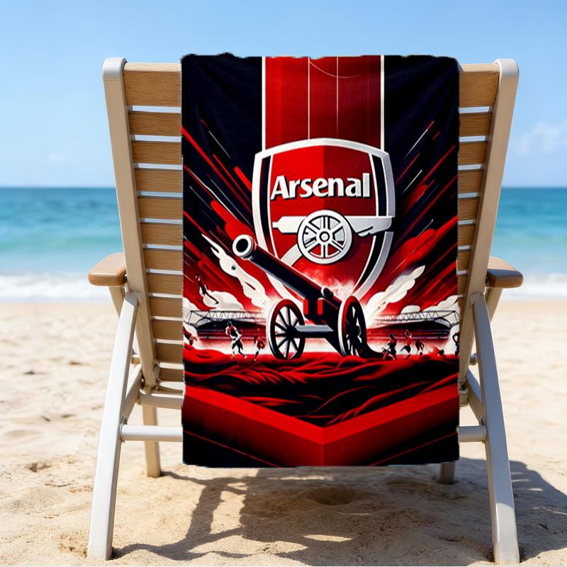 Arsenal Football Club Crest Printed Beach Towel, Super Soft Microfiber, Perfect Gift Birthday, for Pool, Beach, Travel, for family and friends