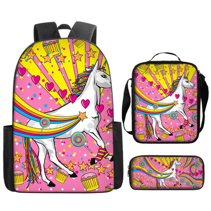 Backpack Unicorn Unicorn Animal Student School Bag, Digital Color Printing Animation Cartoon Backpack