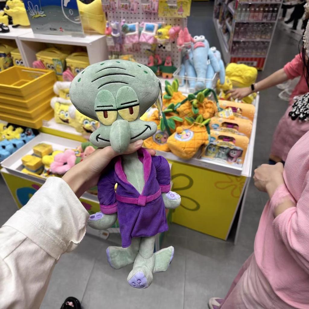 Cartoon Spongebob Squidward Purple Pajama Robe Soft And Comfortable Sleep Companion Doll Toy Sofa Hug Pillow Periphery Fun Gifts