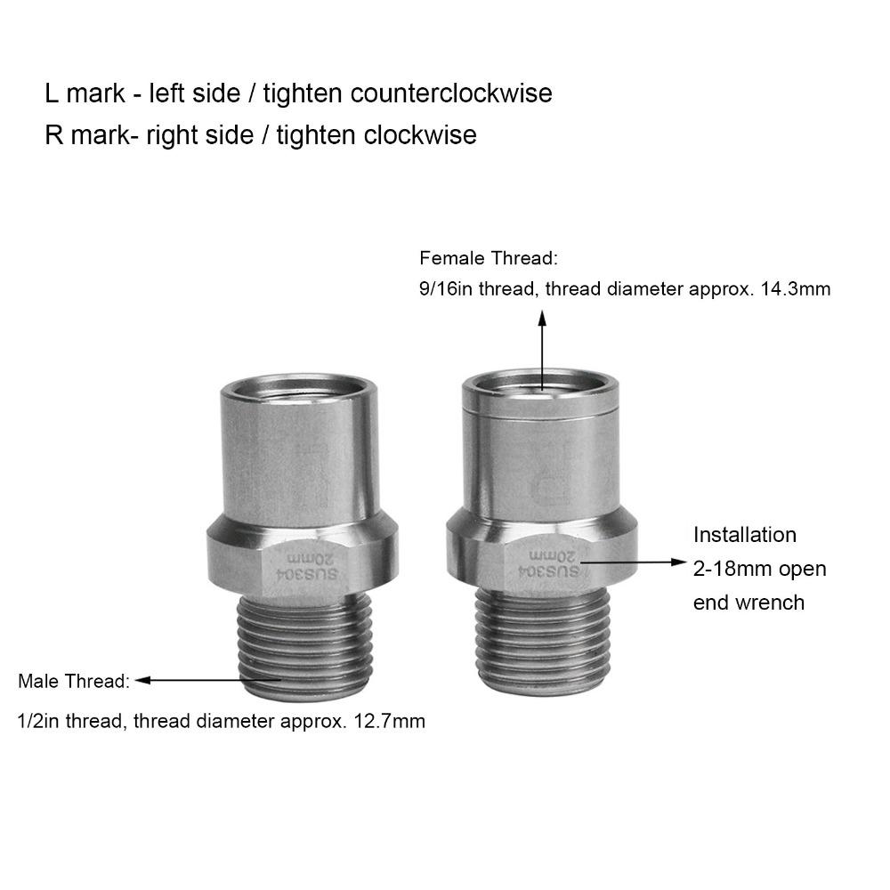 1 Pair Male Thread 1/2in toFemale Thread 9/16in Bike Pedal Extenders Bicycle Maintenance