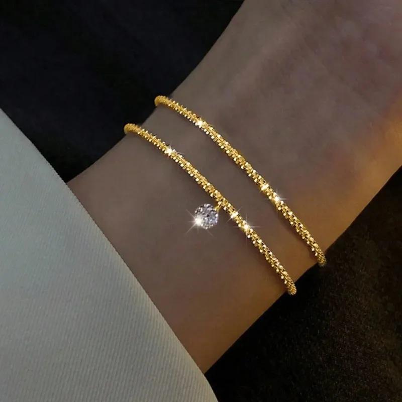 1PCS Gold-color Bracelet Ladies Hip Hop Style Stainless Steel Round Sign Portrait Pendant Wide Cross Chain Jewelry Accessories