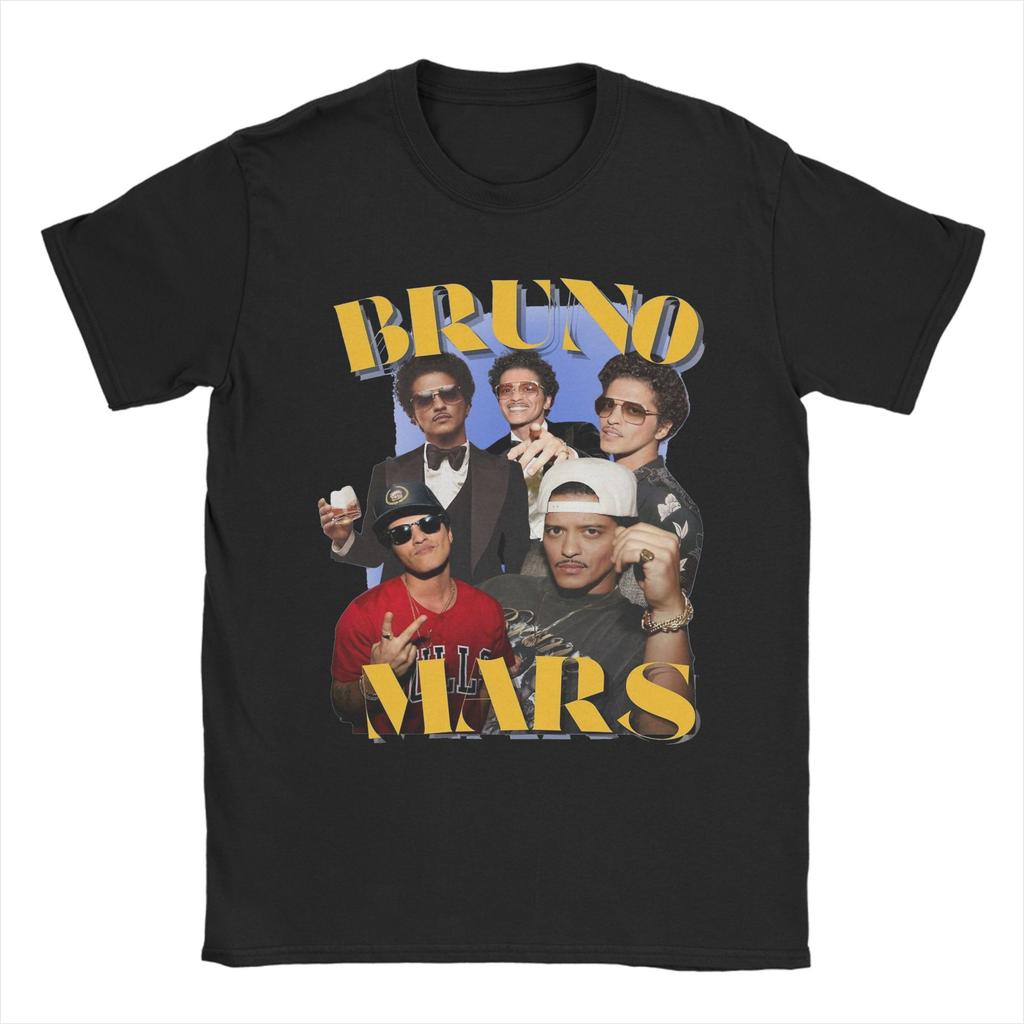 Bruno Mars Chanteur T-shirt Homme T-shirt Drôle Manches Courtes Col Rond T-shirts 100% Coton Hauts Graphiques
