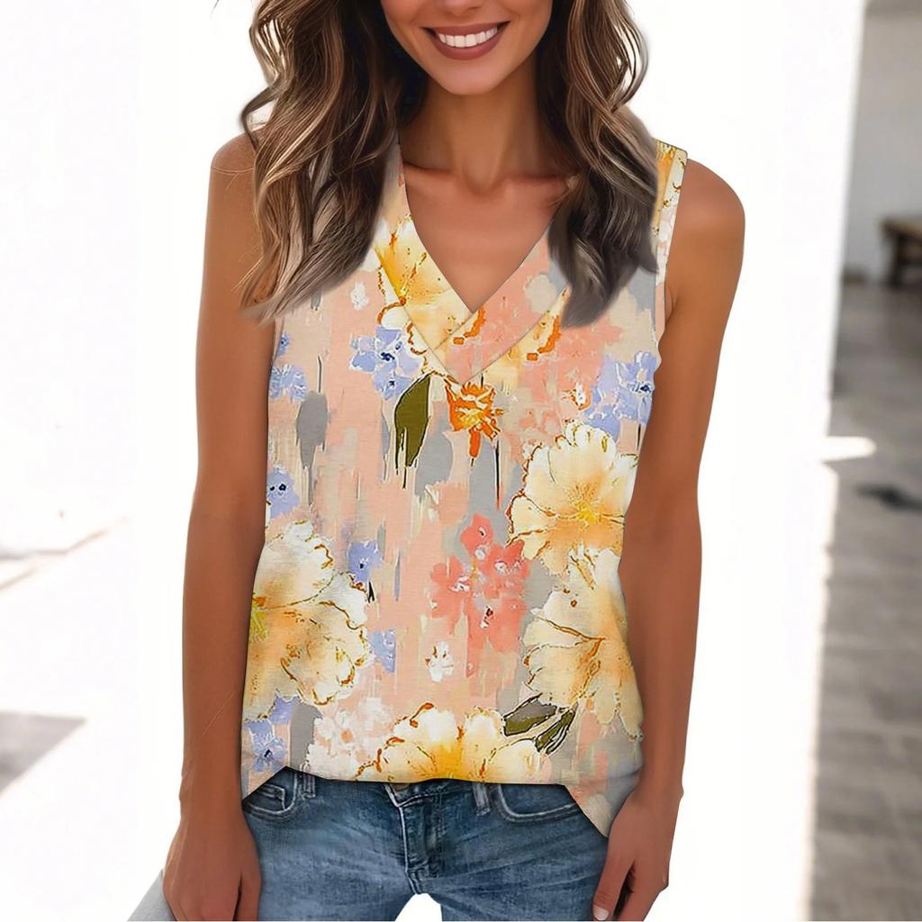 V Neck Sleeveless Leaf Print Tank Top for Women Spring Tops for Women Racerback Tank Tops for Women Tops for Women Trendy Summer