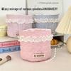 Korean Quilted Fabric Basket for Girls - Round Storage Organizer for Toys and Snacks.