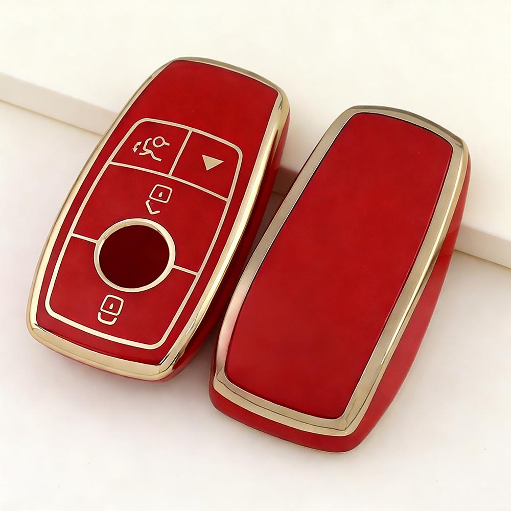 4 Buttons TPU Car Key Case Cover For Mercedes Benz E Class GLC CLE CLA GLB GLS W177 W205 W213 W222 X167 AMG E200 E260 Key Ring