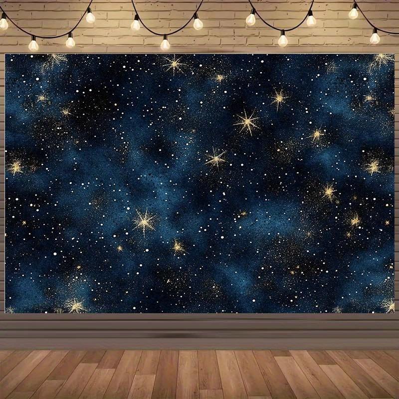 2D plane 1 self luminous twinkling star and glowing night sky wall/curtain shaped flat banner