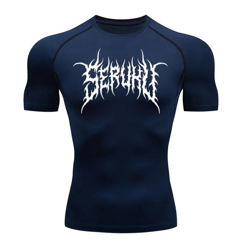 Workout T-Shirt Men's Compression Sports Shirt Running Short Sleeve Quick Drying Moisture-Wicking Sportswear Fitness Sweatshirt Elastic Top