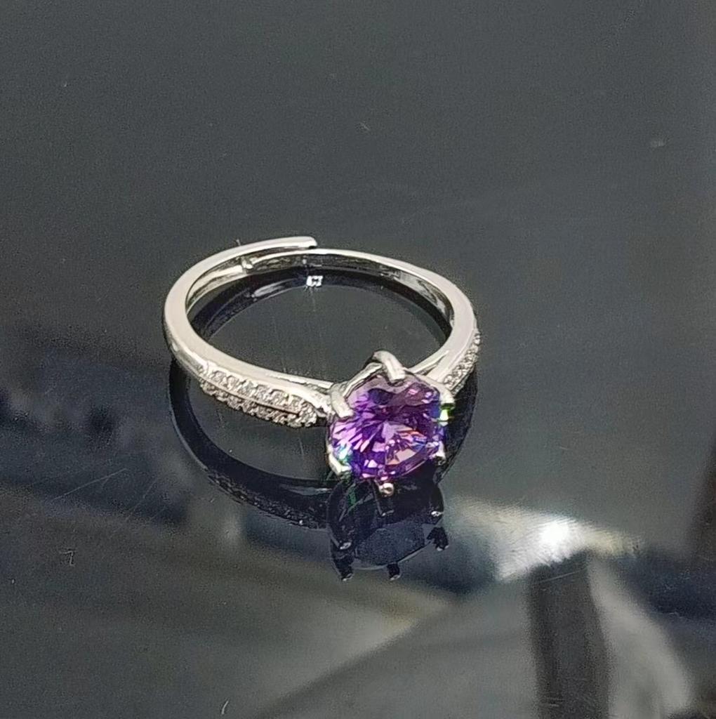 Diamond Ring Jewelry Anti-2 Carat Zircon Starlight Queen Micro Inlaid Six-Claw Open Ring Women'S Jewelry