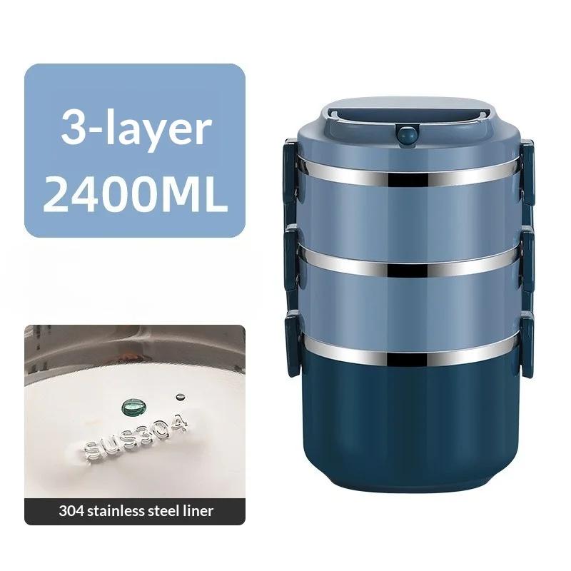 3 Layer Insulated Lunch Box 304 Stainless Steel Leakproof Large Capacity Bento Container Gift for Students Office Workers