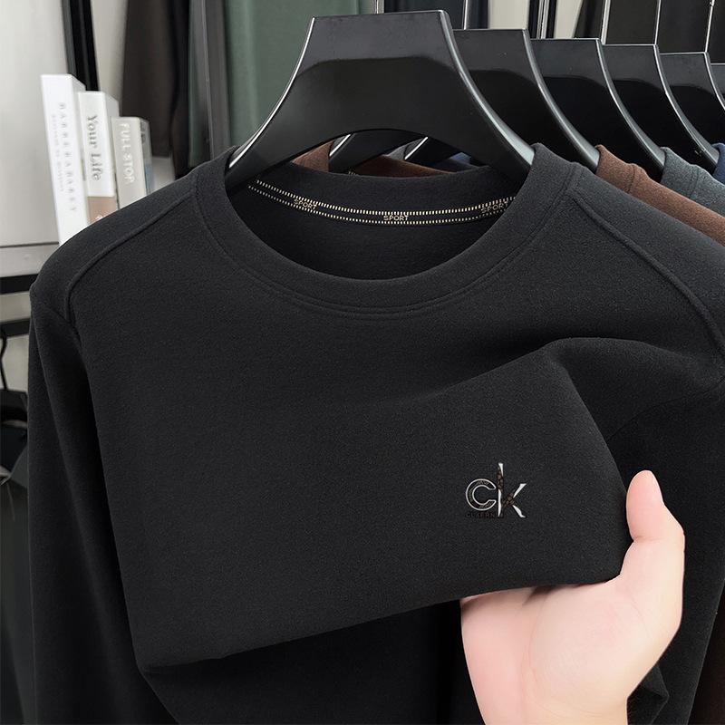 

Men s Casual Fleece Round Neck Long-Sleeve T-Shirt - Autumn/Winter New Style XL чорний