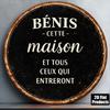 pc InXCm D Flat Round Sign Vintage Plaque about Bnis Cette Maison Bless This House And All Who Enter It Decorat