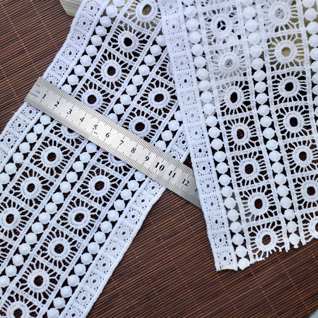 Bilateral Symmetrical Milk Silk Water-Soluble Lace, Circle Hollow Embroidered Dress Lace Cheongsam Skirt Handmade Accessories