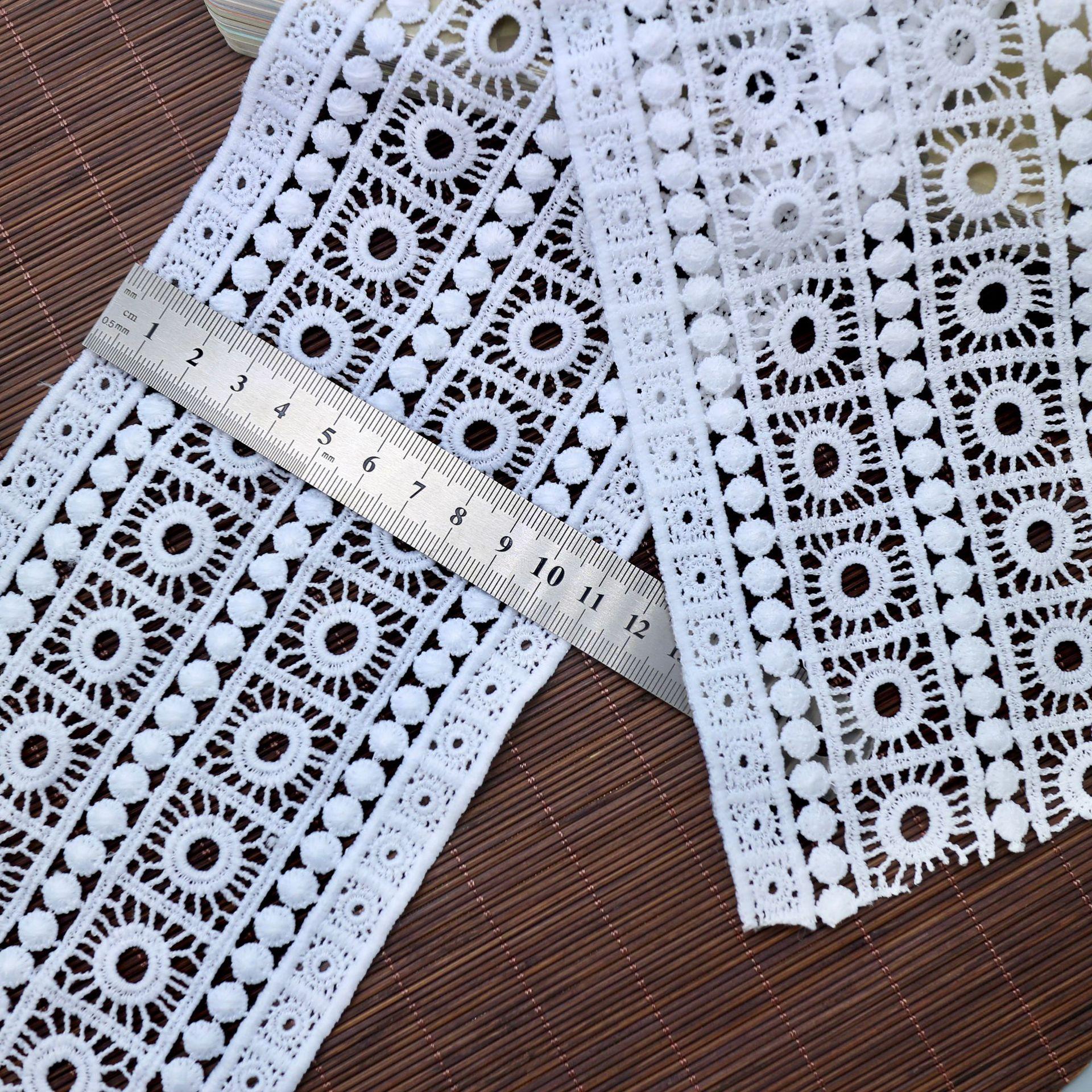 

Двустороннее симметричное кружево из молочного шелка, водорастворимое, с вышивкой в виде ажурного круга, кружевной элемент для платья, юбки ципао, ручная работа, аксессуары WM881