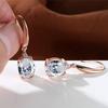 Aqua Blue Zircon Long Dangle Earrings Rainbow Crystal Oval Stone Drop Earrings Trendy Rose Gold Color Wedding Earrings For Women