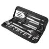 20pcs BBQ Grill Set Professional Stainless Steel Tongs Spatula Fork Brush Barbecue Tool Set for