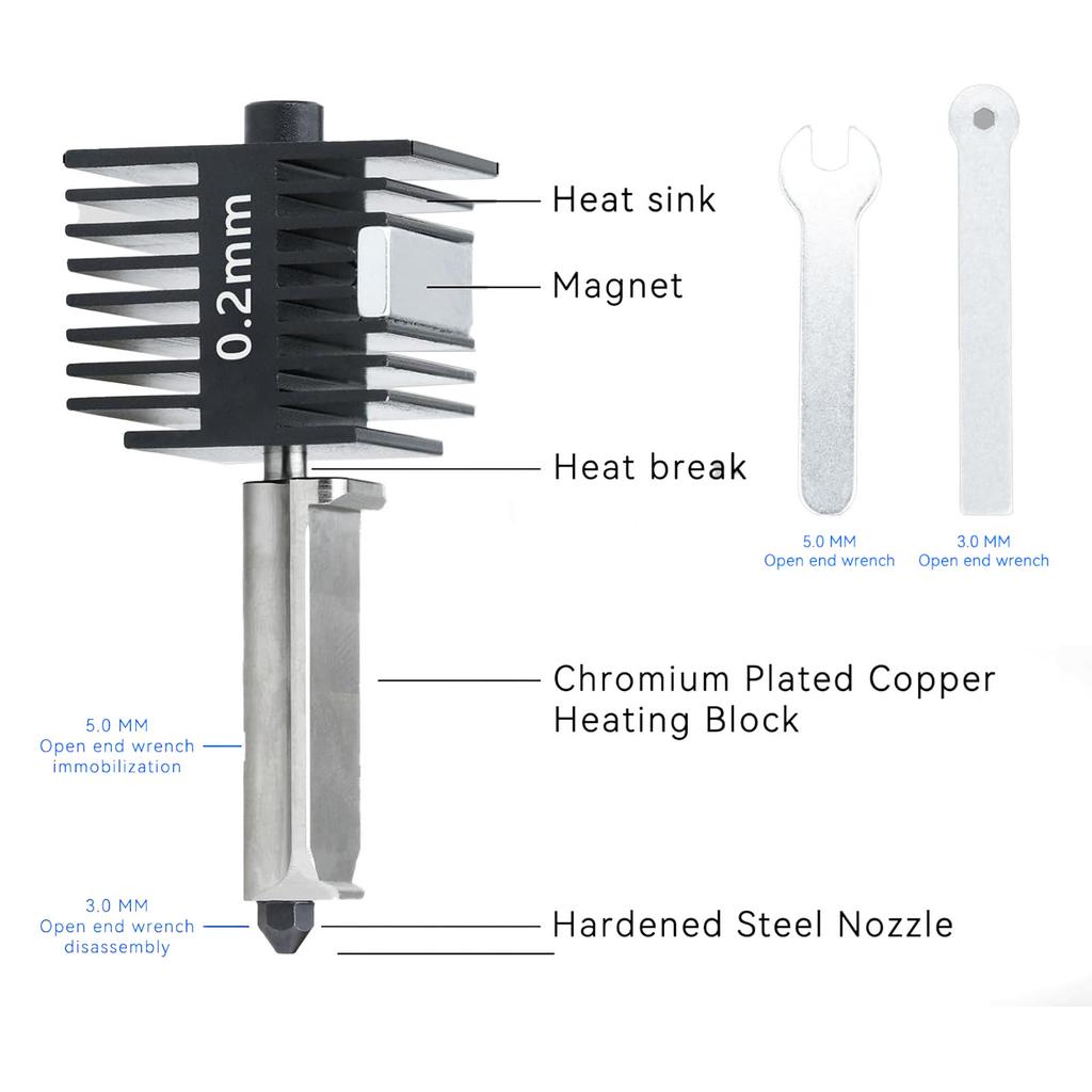 3D-Druckerende Abnehmbares Gehärteter Stahl Düsen-Kit Extruder Ersatzzubehör für Bambu Lab A1 A1 Mini