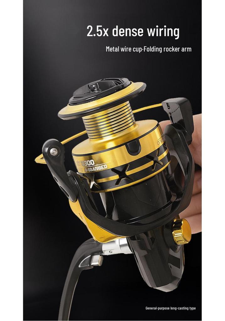 Cross-Country Long-Cast All-Metal Spinning Reel with Oblique Mouth and Metal Line Cup for Sea Rods