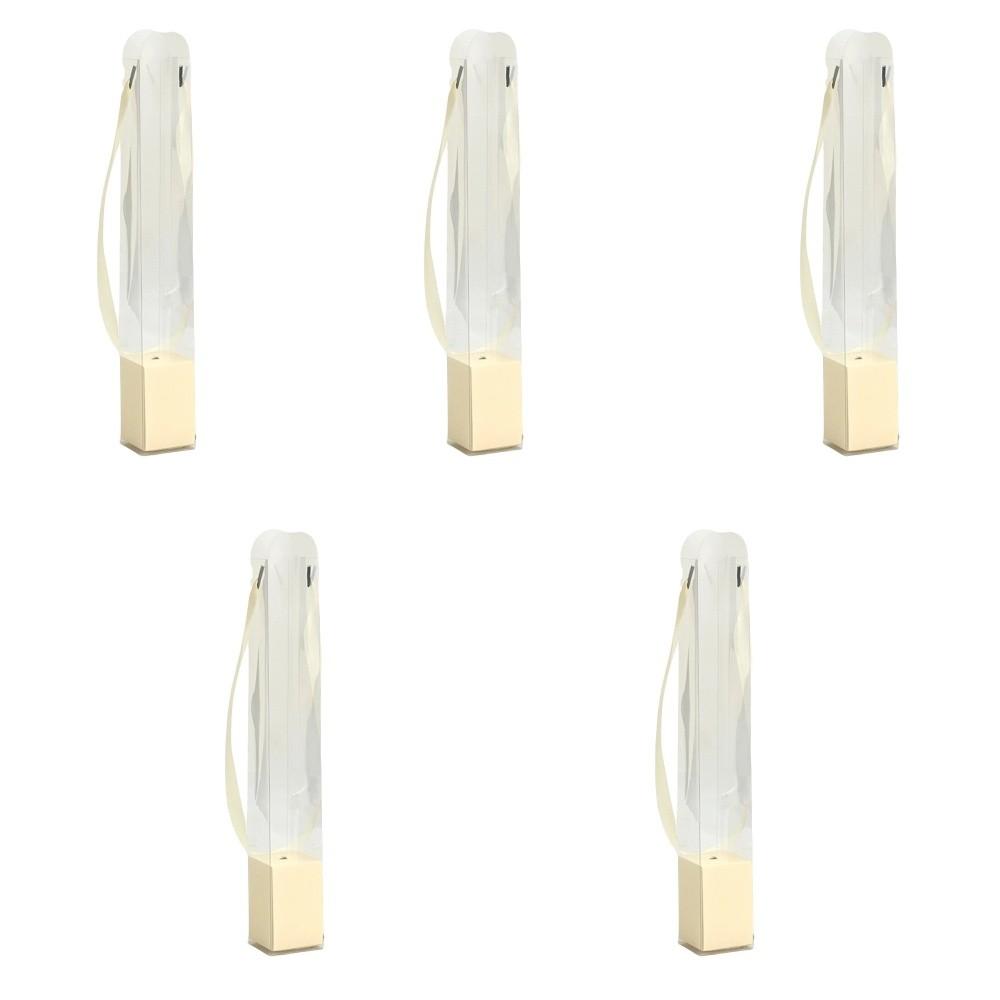5PCS/Set Transparent Flower Packaging Boxes Plastic Portable Rose Wrapping Boxes Handheld Flower Arrangement Bags