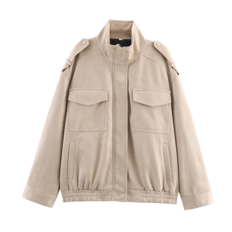 European & American Women s Suede Loose Jacket Coat Medium