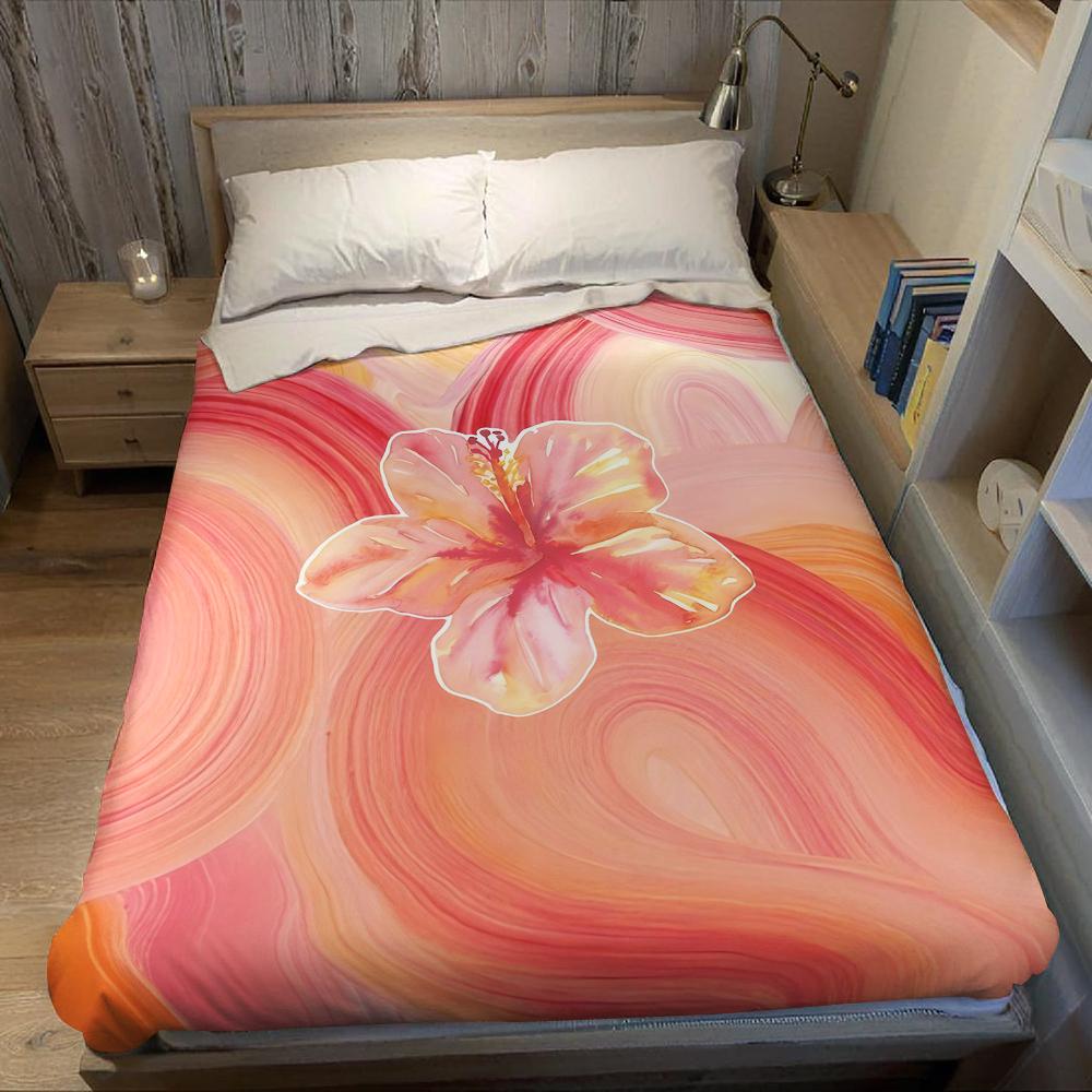 Blossom Swirl Flannel Blanket Warm Soft Halloween Christmas Couch Warm Cozy Decorative Decor Gift for All Season