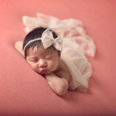 Newborn Photography Props  Wraps Solid Color Lace Elastic Fabric Hollow-out Blanket Photograph Accessories (50x160cm)