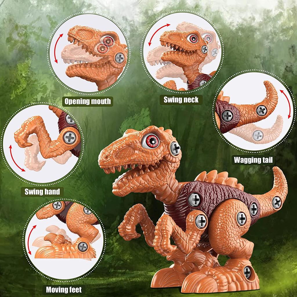 Zabawki dinozaurów, zabawki dinozaurów na części, konstrukcja łodygi zabawki dla dzieci z wiertarką elektryczną, zabawki urodzinowe i świąteczne prezenty dla chłopców dzieci 3 4 5 6 7+