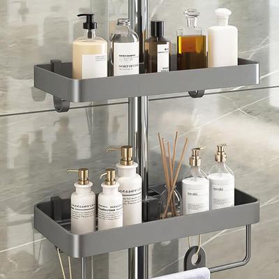 Étagère de douche double couche KYODO Gris Gunmetal avec tige