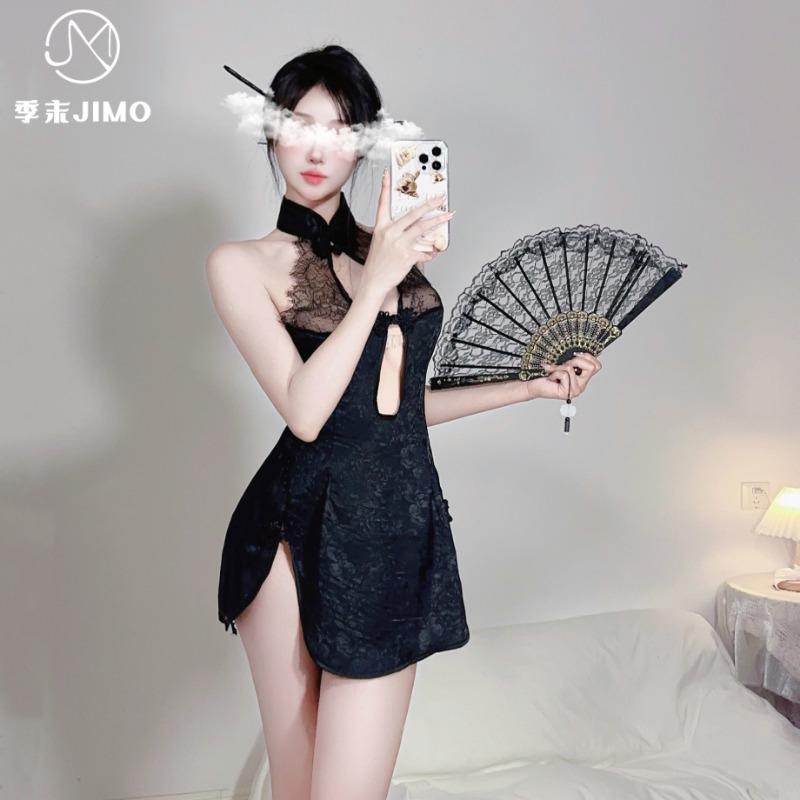 Young man of erotic underwear, no * pure desire for spring and summer improved cheongsam lace sexy hip-wrapped long dress for women