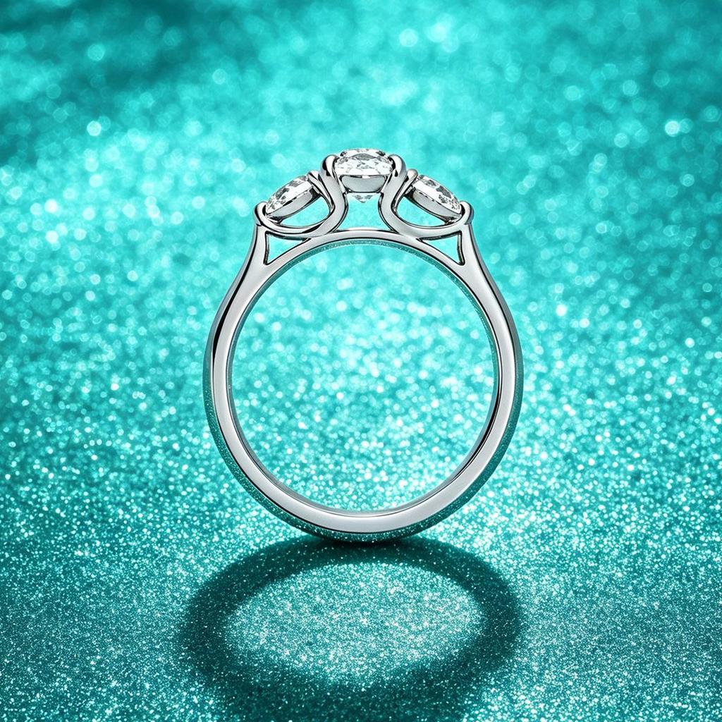S925 Sterling Silver 3 Carat Oval D Color Moissanite Engagement Wedding Ring