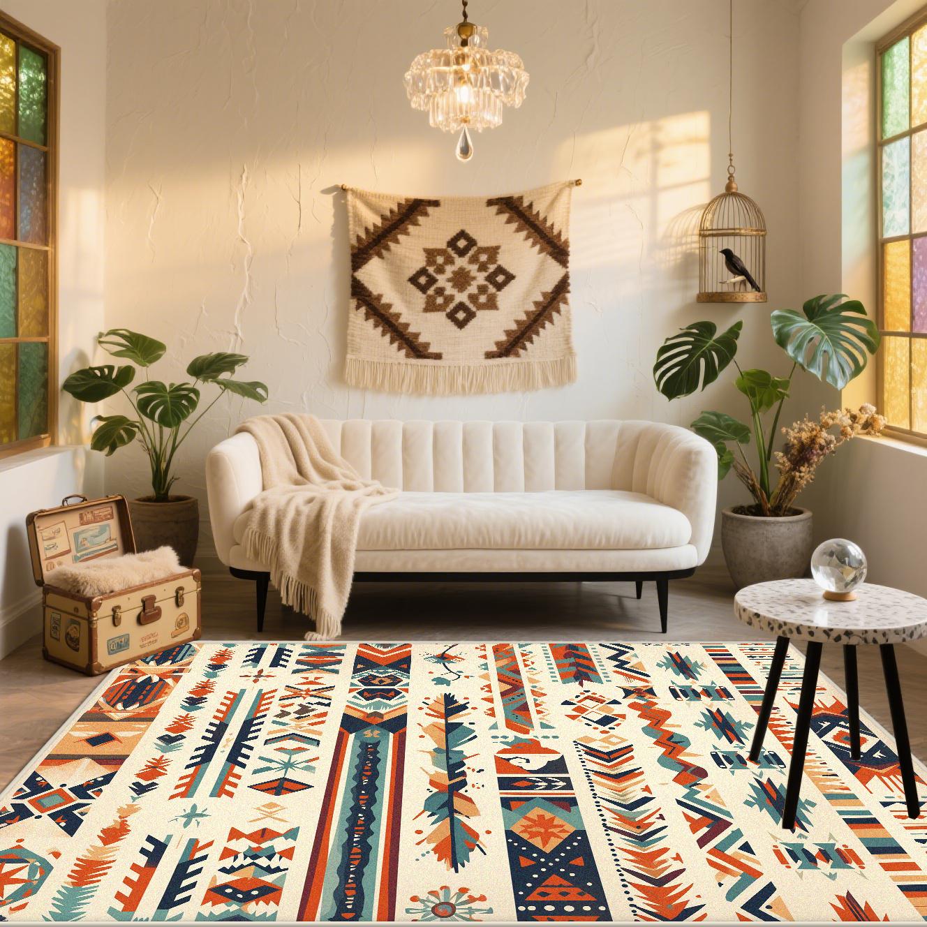 

New Persian Style Carpet Living Room Boho Decoration Home Easy Clean Sofa Large Rugs Bedroom Study Washable Floor Mat Antiskid 60x90cm